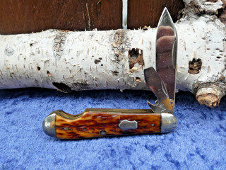 VINTAGE 1987 WINCHESTER 2 BLADE JIGGED BONE EZ OPEN SWELL END JACK KNIFE
