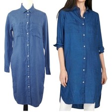 Everlane 100% Linen Denim Shirt Dress Size 4 Blue Lightweight Vacation Resort