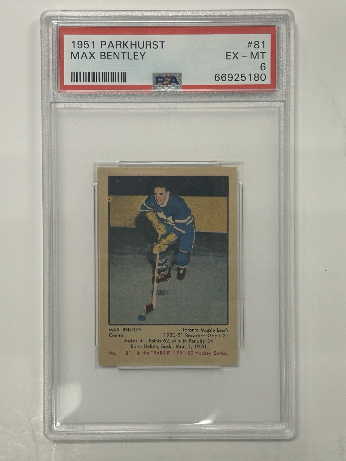 1951 Parkhurst Max Bentley #81 PSA 6