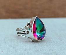 Mystic Topaz 925 Sterling Silver Ring Statement Boho Jewelry Ring All Size R 531