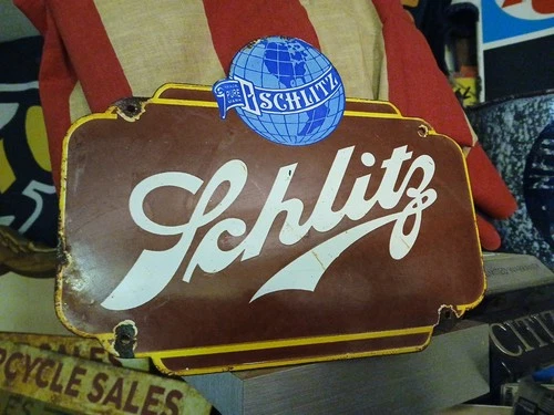 VINTAGE SCHLITZ PORCELAIN SIGN BEER RESTAURANT BAR PUB BREWERY BREWING TAVERN