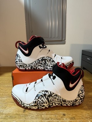 Men's Size 11.5-Nike Zoom LeBron IV 4 Graffiti 2023 White Red Black DJ4888-100