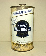 Vintage Pabst Blue Ribbon Snap Cap One Quart Cone Top Beer Can