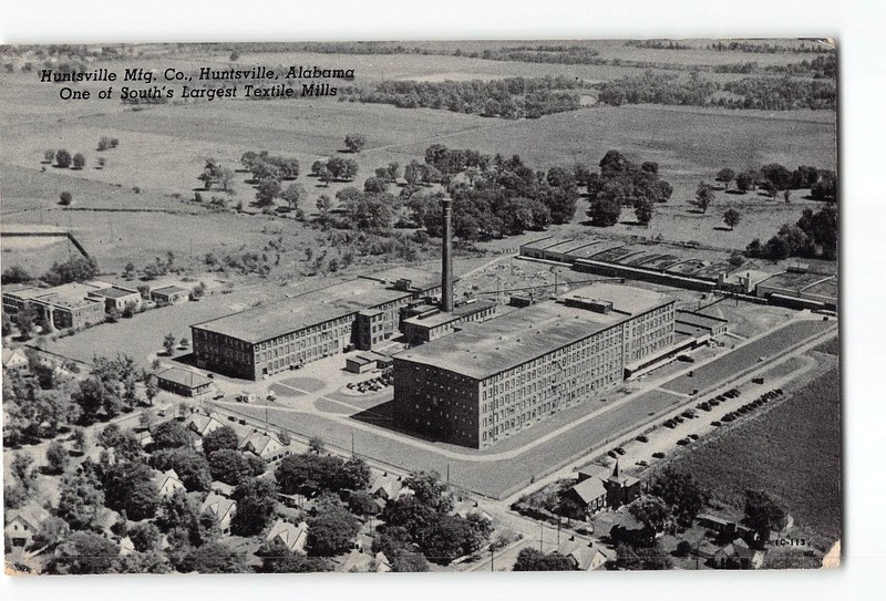 Huntsville Alabama AL Postcard 1953 Huntsville Mfg. Co. Textile Mill Aerial View
