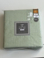 Dunelm Cotton Muslin Sage Green Slot Top Curtains 168 x 182cm, New as photos