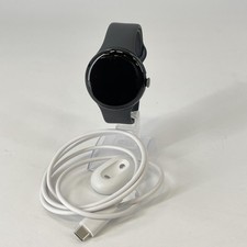 Google Pixel Watch 4 45mm Matte Black Aluminum GPS w/Obsidian Sport- Very Good