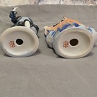 Occupied Japan Hand Painted Porcelain Couple Figurines Blue White Peach Gold — photo 2