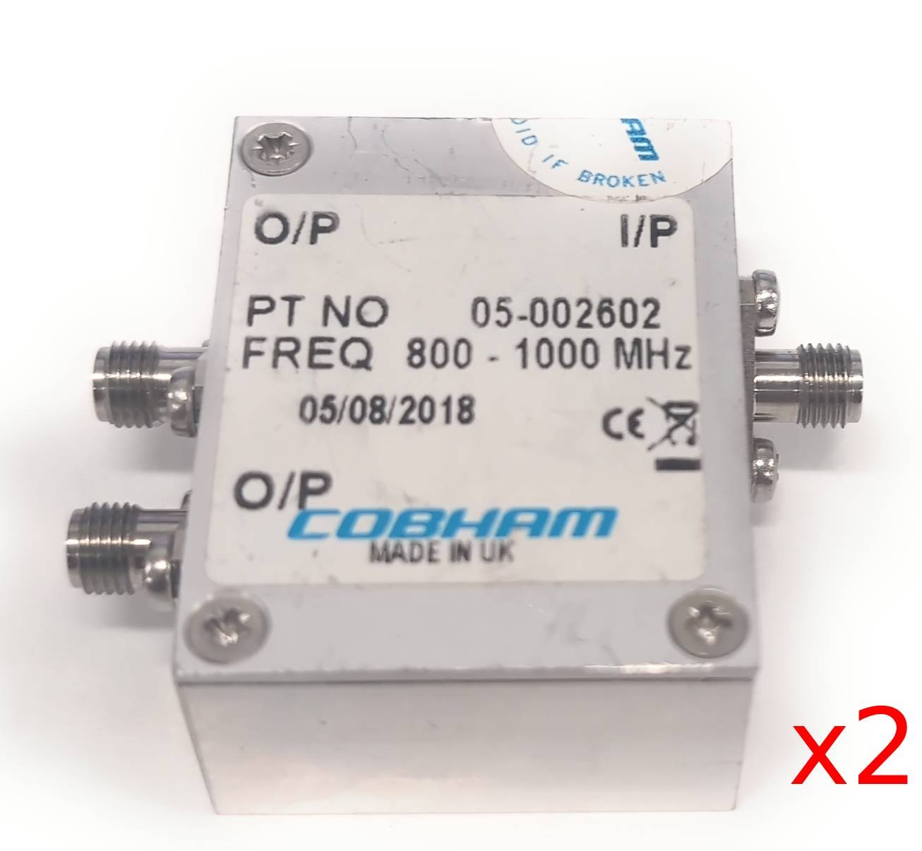 Lot of 2 Cobham 800-1000Mhz 3dB Splitter/Combiner 05-002602 SMA