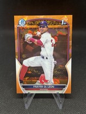 2023 Bowman Chrome Sapphire Fraymi De Leon 1st Prospect Orange Ref #/50
