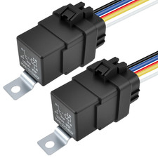 2 Pcs 5-Pin 12V Waterproof Relay with Harness, 40 Amp SPDT Relay Switch, Tinned