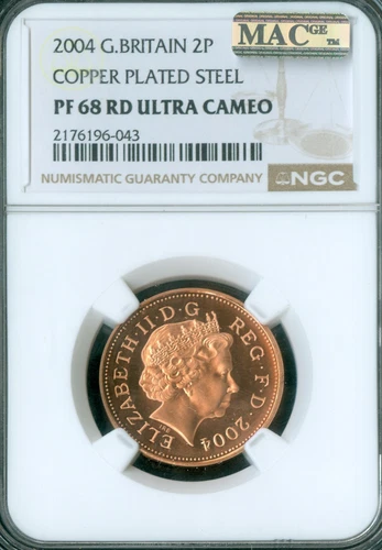 2004 GREAT BRITAIN 2 PENCE NGC PF68 UCAM RD MAC 2ND FINEST GRADE & SPOTLESS  .