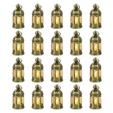 Mini Lanterns Decorative for Wedding Centerpiece - Pcs Hanging Small 20 Gold