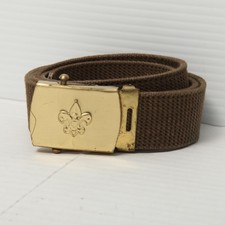 Vintage Boy Scouts Of America Belt Mens 44 Brown Canvas Web Brass Buckle USA