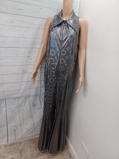 Vtg Womens Metallic Shiny Sling Jumpsuit Polk...