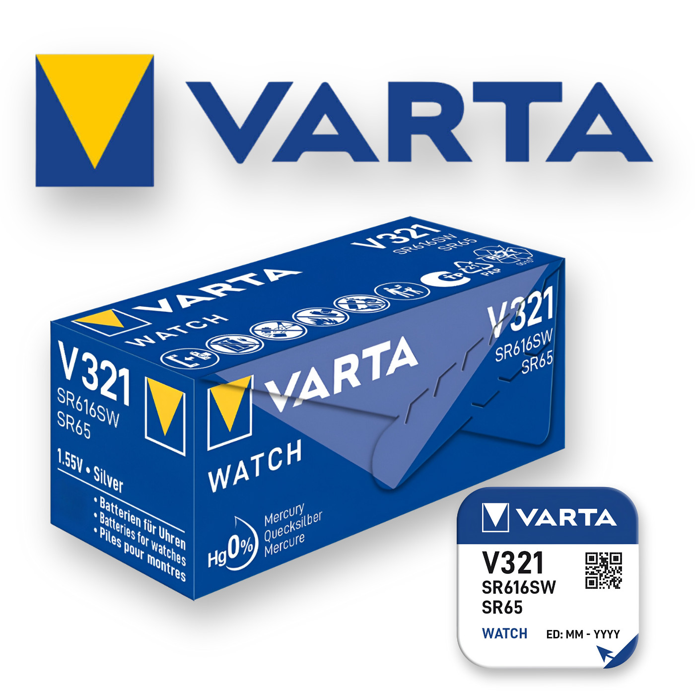 321 SR616SW VARTA Watch Battery Silver Oxide Cell 1.55V SR65 *LONG EXPIRY*