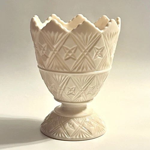 Vtg Jeannette Pink Milk Glass Footed Planter Vase NAPCO 2255 6" EASTER / SPRING