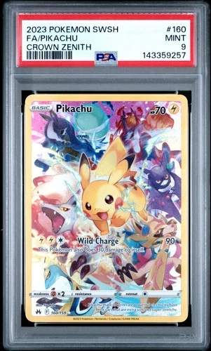 2023 POKEMON SWORD & SHIELD CROWN ZENITH #160 FULL ART/PIKACHU PSA 9