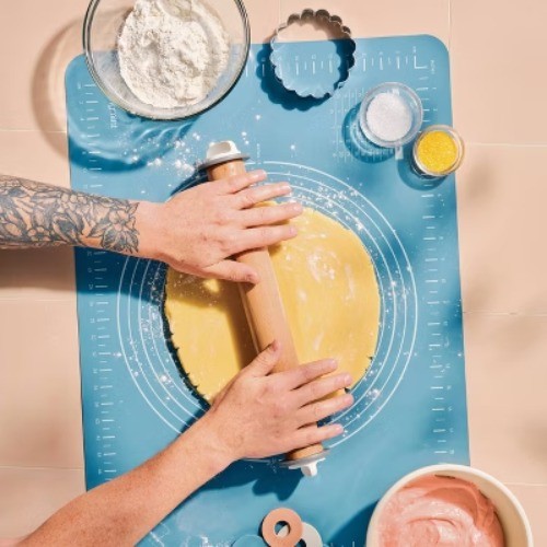 17.28" Adjustable Wood Rolling Pin Light Brown - Figmint: Handled for Baking