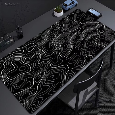 Desk Mat Black Strata Liquid Mousepad Large Abstract Mouse Pad