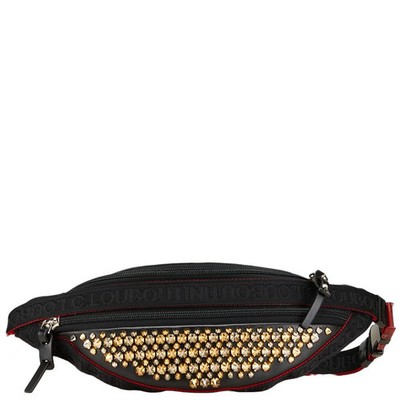 Christian Louboutin studded body bag waist black red canvas