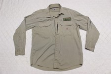 Carhartt men size L gray light weight long sleeve vented button up work shirt