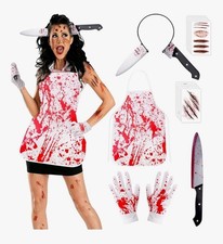 Halloween Bloody Butcher Costume Set - Waterproof Bloody Apron with Knife
