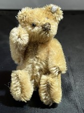 Steiff Miniature Mohair Jointed teddy Bear. Has Button. Germany. 1950 s 4 H