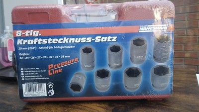 (823)  BRUDER MANNESMANN 3/4'' 8pc impact Socket Set 22-38mm
