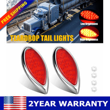 2 Pack Red 35 Led Chrome Tear Drop Truck Trailer Stop Turn Brake Tail Lights Se