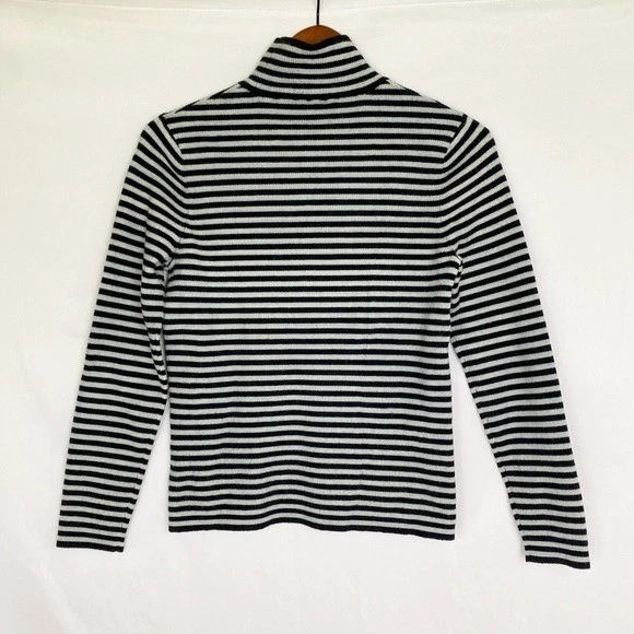 Suéter TORY BURCH Lana Cuello Simulado Rayas Cuello Alto Manga Larga Elástico Acanalado Foto 3 de 4