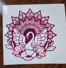 Bird Decal Sticker Mandala Swan Orange Holographic Permanent Vinyl 5"