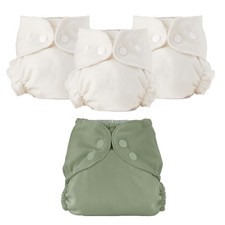 Cloth Diaper Bundle Set - 3 Organic Cotton Absorbent Inners and 1 Waterproof ...