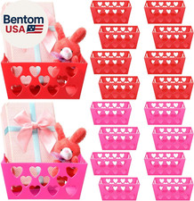 16 Pcs Valentine'S Day Baskets Empty Rectangular Heart Hollowed Baskets Storage