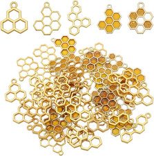 1 Box 60Pcs 5 Styles Bee Charms Honeycomb Charms Bulk Honeycomb Enamel Charm Min