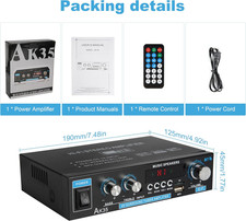 Stereo Amplifier Bluetooth 5.0 Receiver Home Audio 100Wx2 Dual Channel Speaker