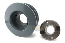 Cast Iron 4.5" Dual Groove Pulley Belt B Section 5L with 7/8" Sheave Bushing