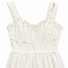 Gotham Gold Stripe Vintage 50s Ivory Nylon Chiffon Bridal Nightgown Sz 34