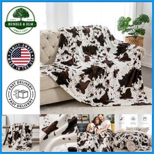 Cow Print Throw Blanket for Couch and Bed, Soft Plush Lightweight Design