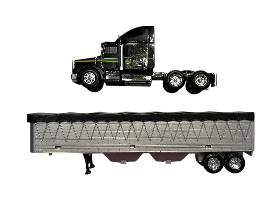 ERTL 1:64 Diecast John Deere Black Peterbilt Tractor W/ Grain Trailer, DumpTruck - Image 4 of 4