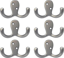 Premium Double Robe Hook, 2-3/4", Zinc Die Cast, Satin Matte Nickel, Made in Tai