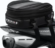 Motorcycle Tail Bag, 12L-15L Expandable Waterproof Motorbike Rear 15L, Black 