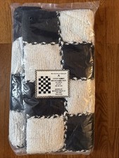 New MacKenzie Childs Covent Square Bath Rug Black White 24 36 Cotton