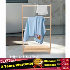 3 Tier Bamboo Freestanding Towel Rack Stand For Hotel Home Bathroom Towel Holder