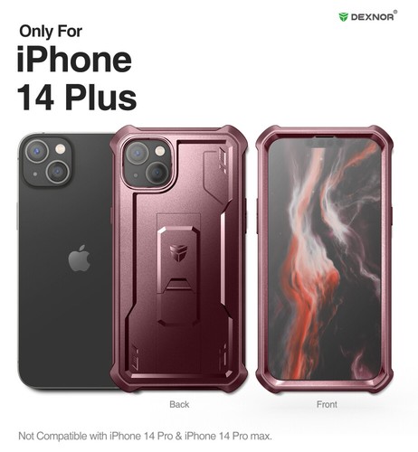 Dexnor Full Body Shockproof Case for iPhone 14 Plus Built-in Kickstand - 第 14/60 張圖片