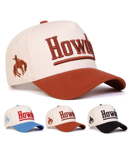 Unisex HOWDY Letter Embroidery Baseball Caps Outdoor Adjustable Sun Protection