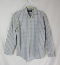 Nordstrom Dress Shirt Tech Smart Trim Fit Long Sleeve Gray Plaid Size 16