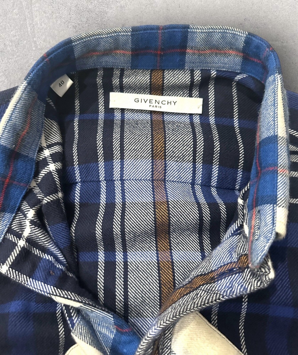 Givenchy Pieced Flannel Plaid Shirt, US Mens M, Retail $1290
