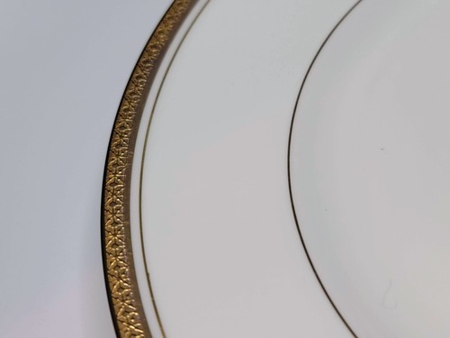 Piatto insalata Coalport Elite fascia incrostata oro e linee osso Cina Inghilterra - Foto 5 di 9