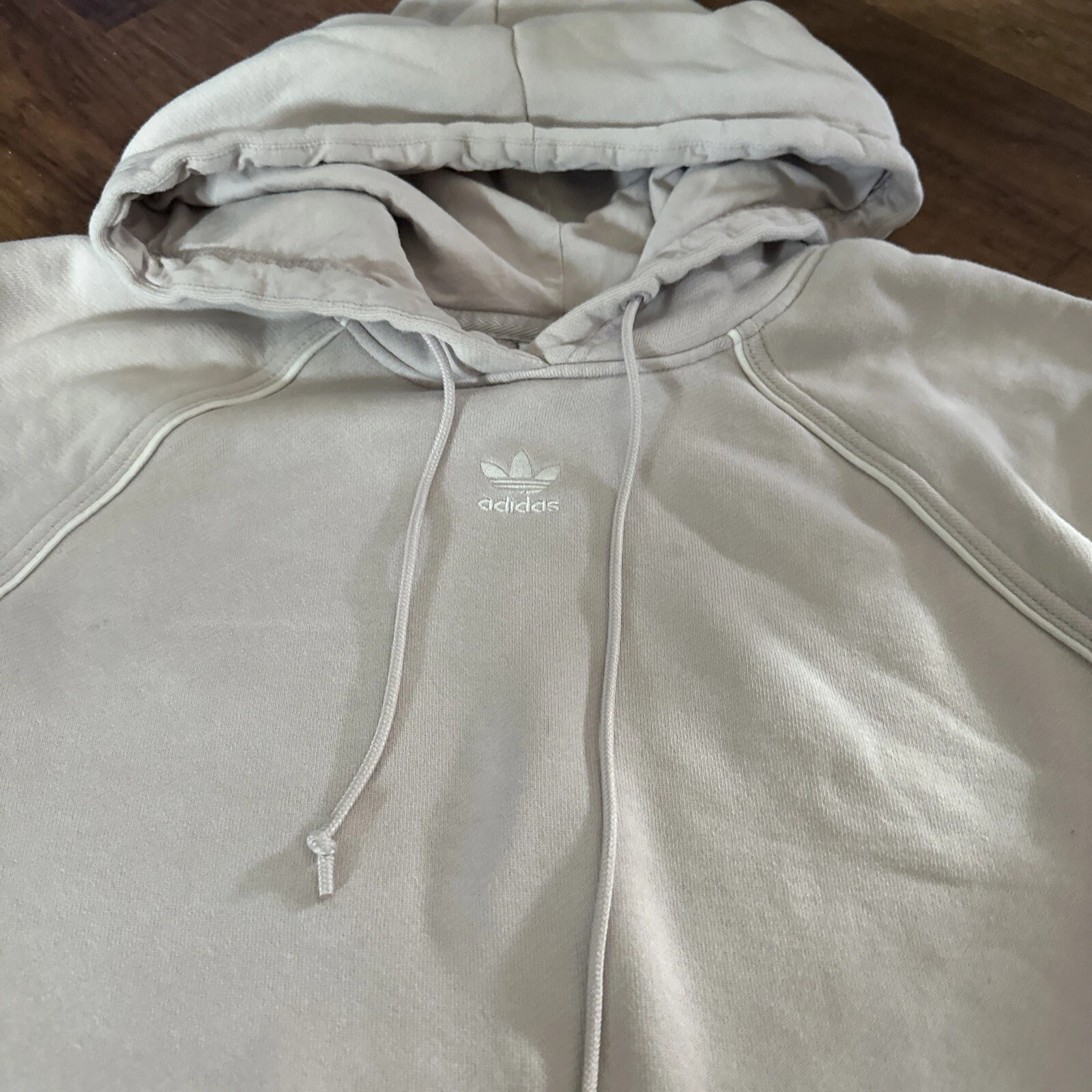 OFF WHITE Felpa con cappuccio vintage Adidas donna taglia media francese Terry C311