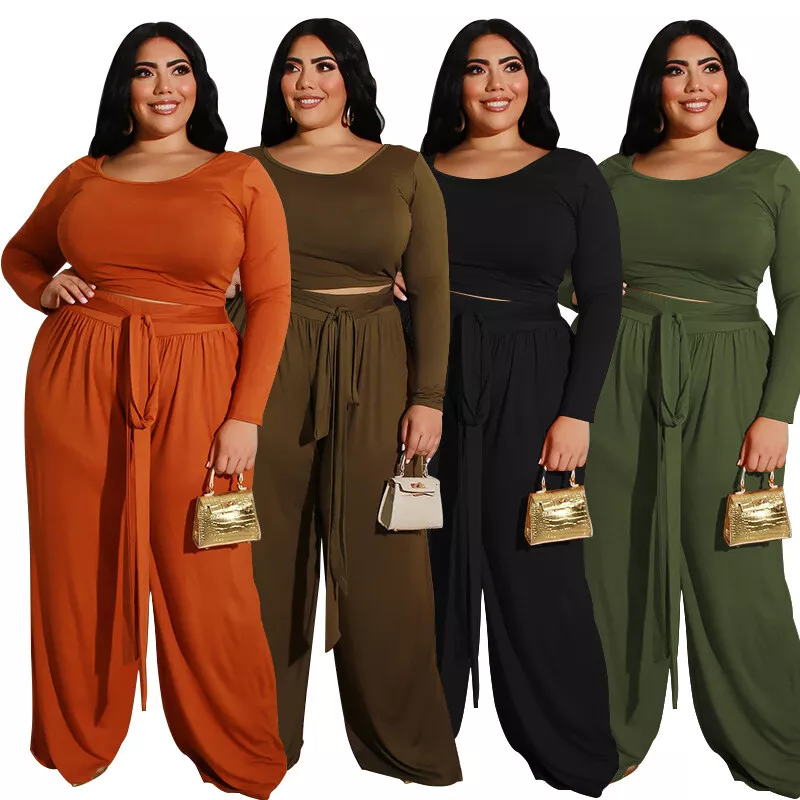 African Women Two Piece Long Sleeve Top Pants Outfits Casual